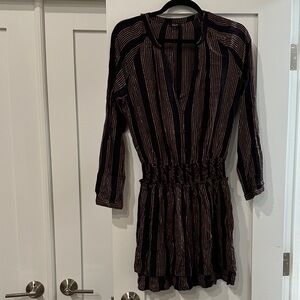 Rails Striped Jasmine Black and Metallic Copper Women's Dress
